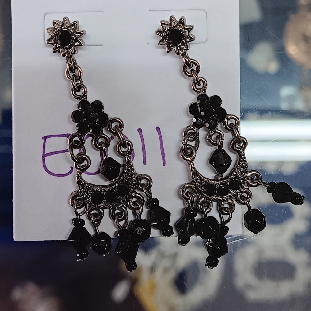 Elegant Black Chandelier Earrings